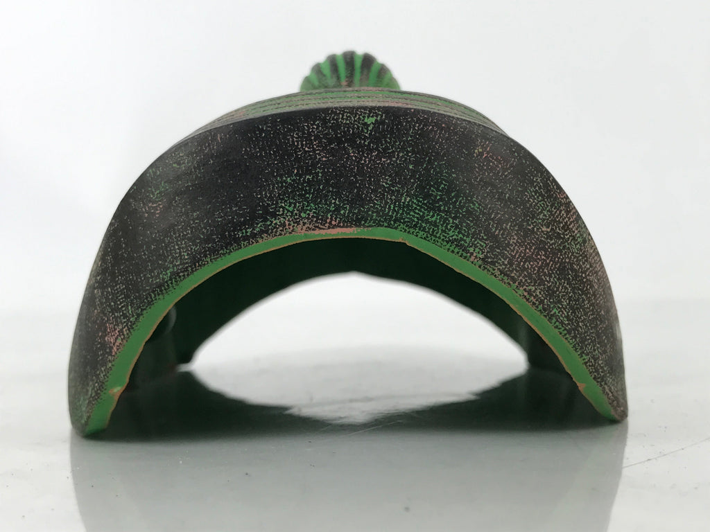 Japanese Ceramic Kirishima Shrine Nine Faces Mask Decoration Green Black OM61