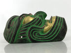Japanese Ceramic Kirishima Shrine Nine Faces Mask Decoration Green Black OM61