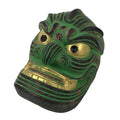 Japanese Ceramic Kirishima Shrine Nine Faces Mask Decoration Green Black OM61