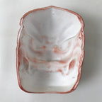 Japanese Ceramic Kirishima Shrine Nine Faces Mask Decoration Vtg Red White OM60