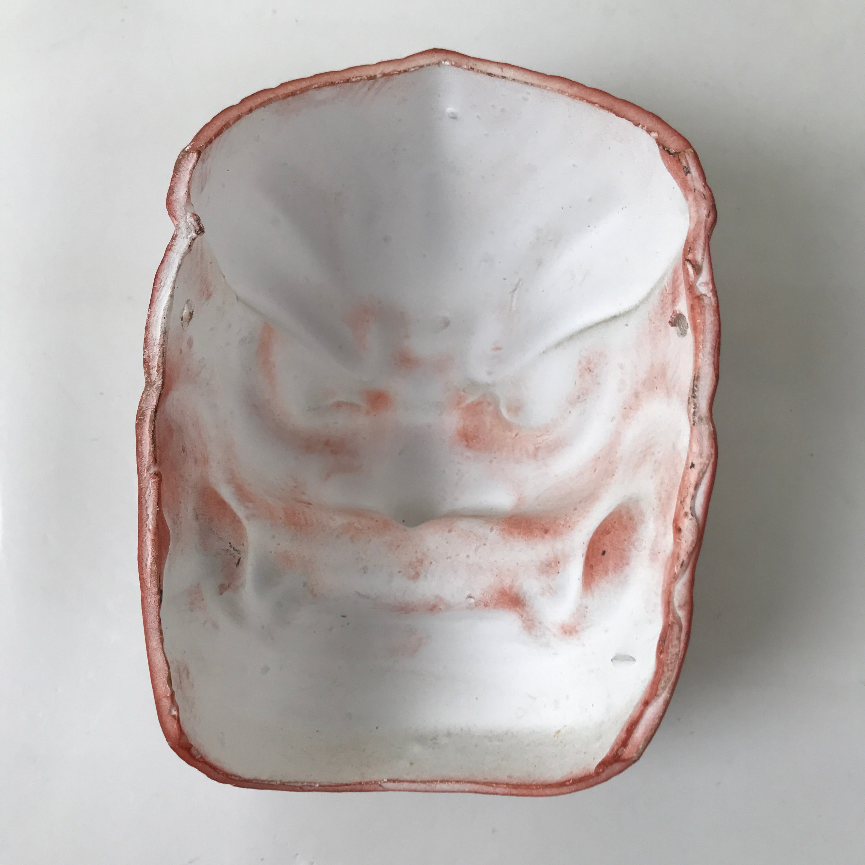 Japanese Ceramic Kirishima Shrine Nine Faces Mask Decoration Vtg Red White OM60