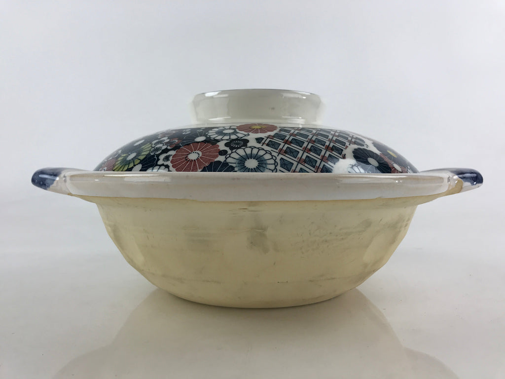 Japanese Ceramic Kiyomizu Ware Donabe Nabe Pot Vtg Pottery White Yakimono PY296