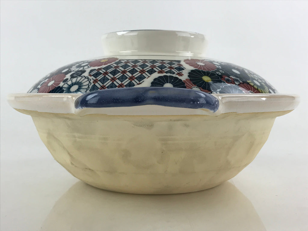 Japanese Ceramic Kiyomizu Ware Donabe Nabe Pot Vtg Pottery White Yakimono PY296