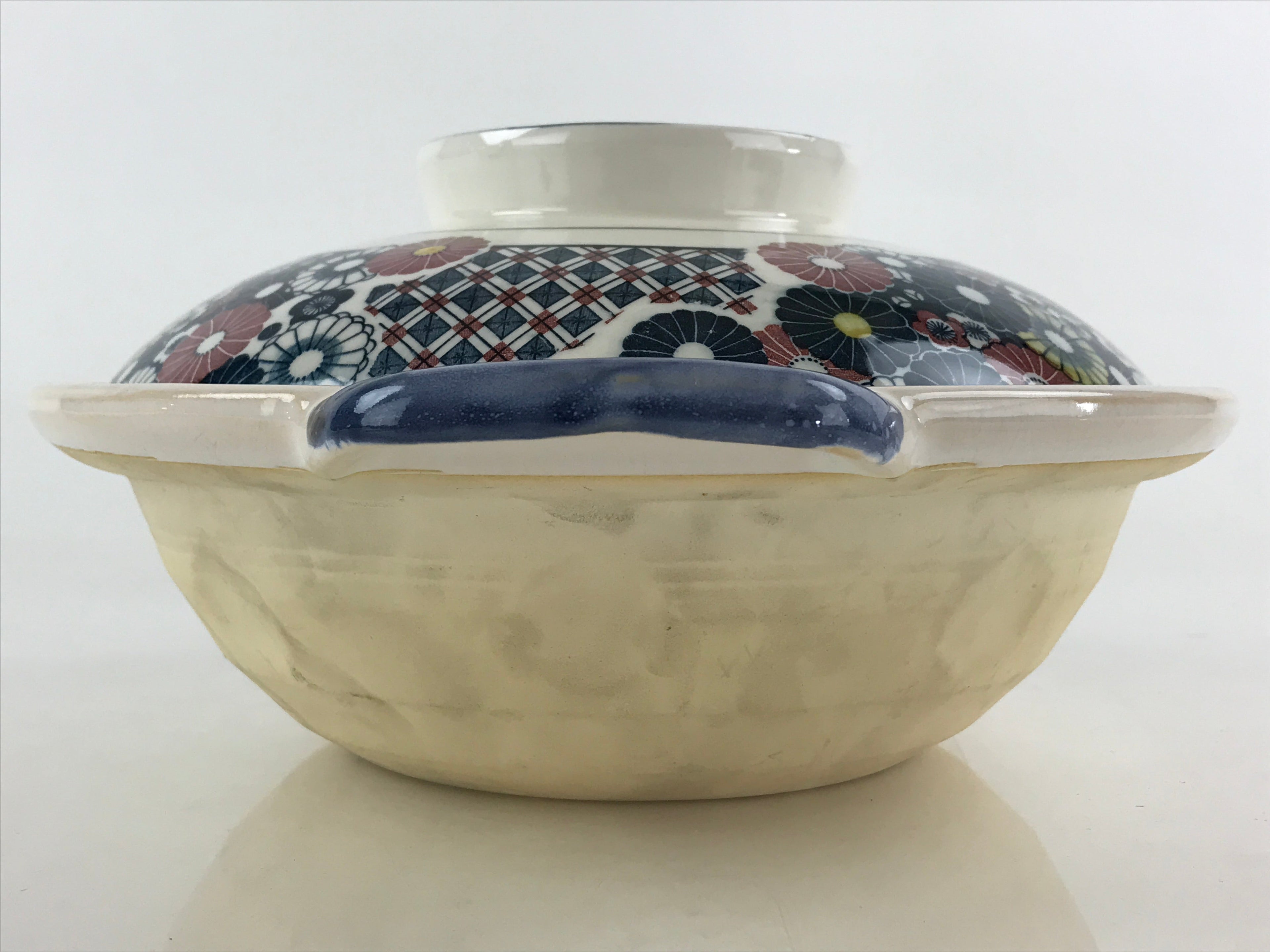 Japanese Ceramic Kiyomizu Ware Donabe Nabe Pot Vtg Pottery White Yakimono PY296