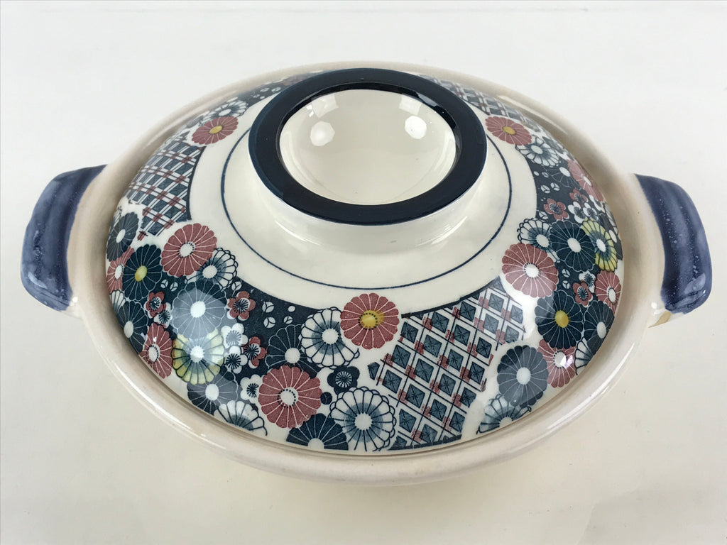 Japanese Ceramic Kiyomizu Ware Donabe Nabe Pot Vtg Pottery White Yakimono PY296