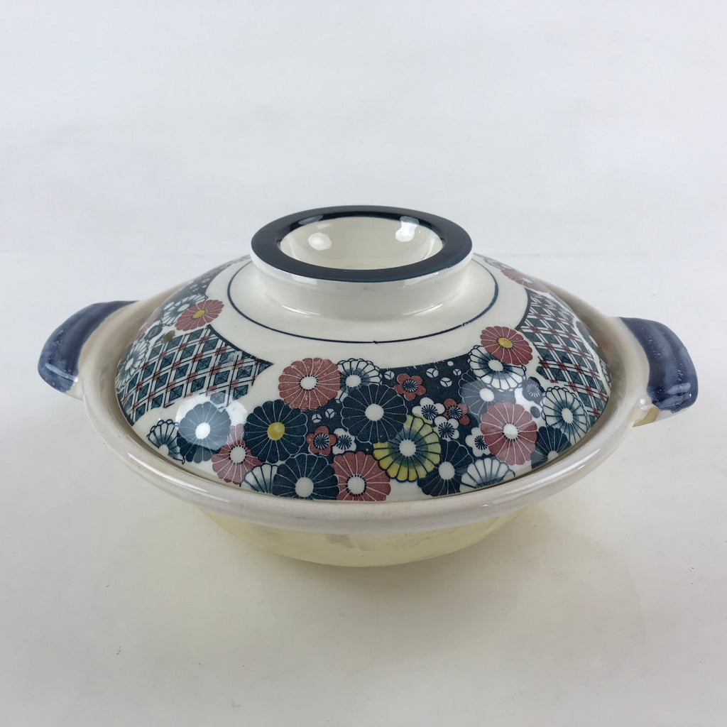 Japanese Ceramic Kiyomizu Ware Donabe Nabe Pot Vtg Pottery White Yakimono PY296