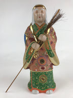Japanese Ceramic Kutani Ware Takasago Doll Statue Old Lady Lucky Charm BD889
