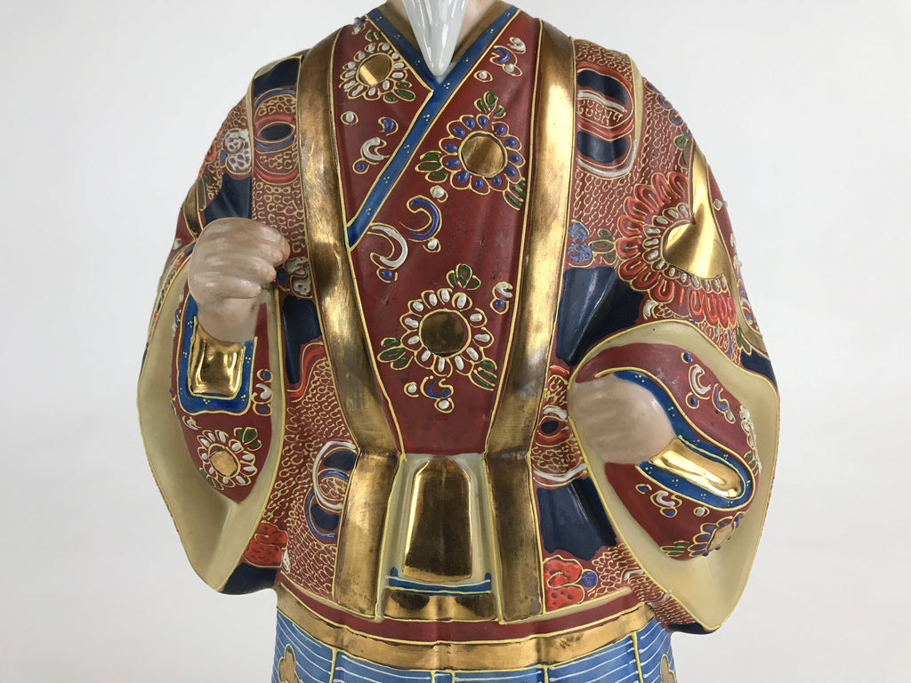 Japanese Ceramic Kutani Ware Takasago Doll Statue Old Man Lucky Charm BD888