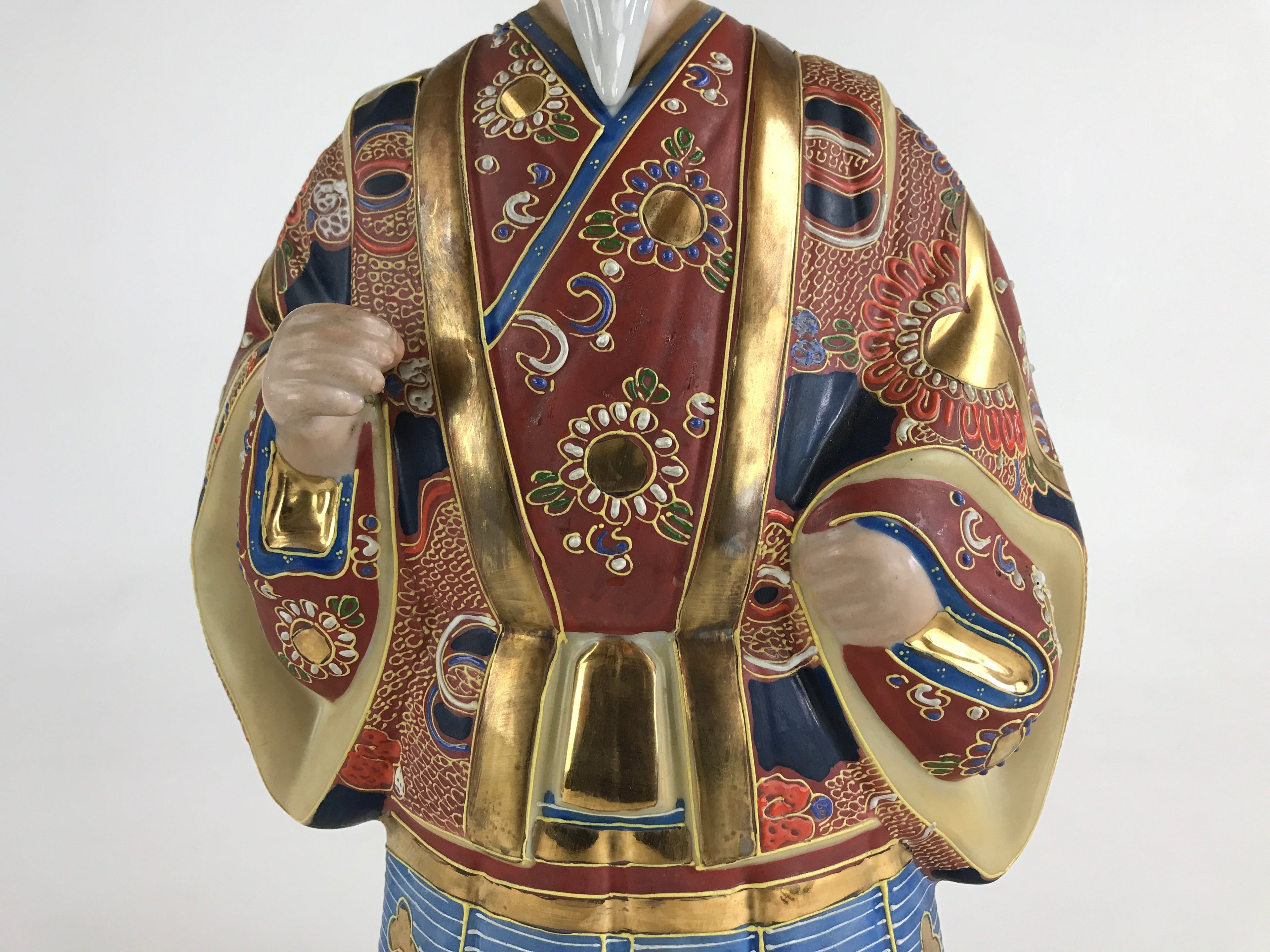 Japanese Ceramic Kutani Ware Takasago Doll Statue Old Man Lucky Charm BD888