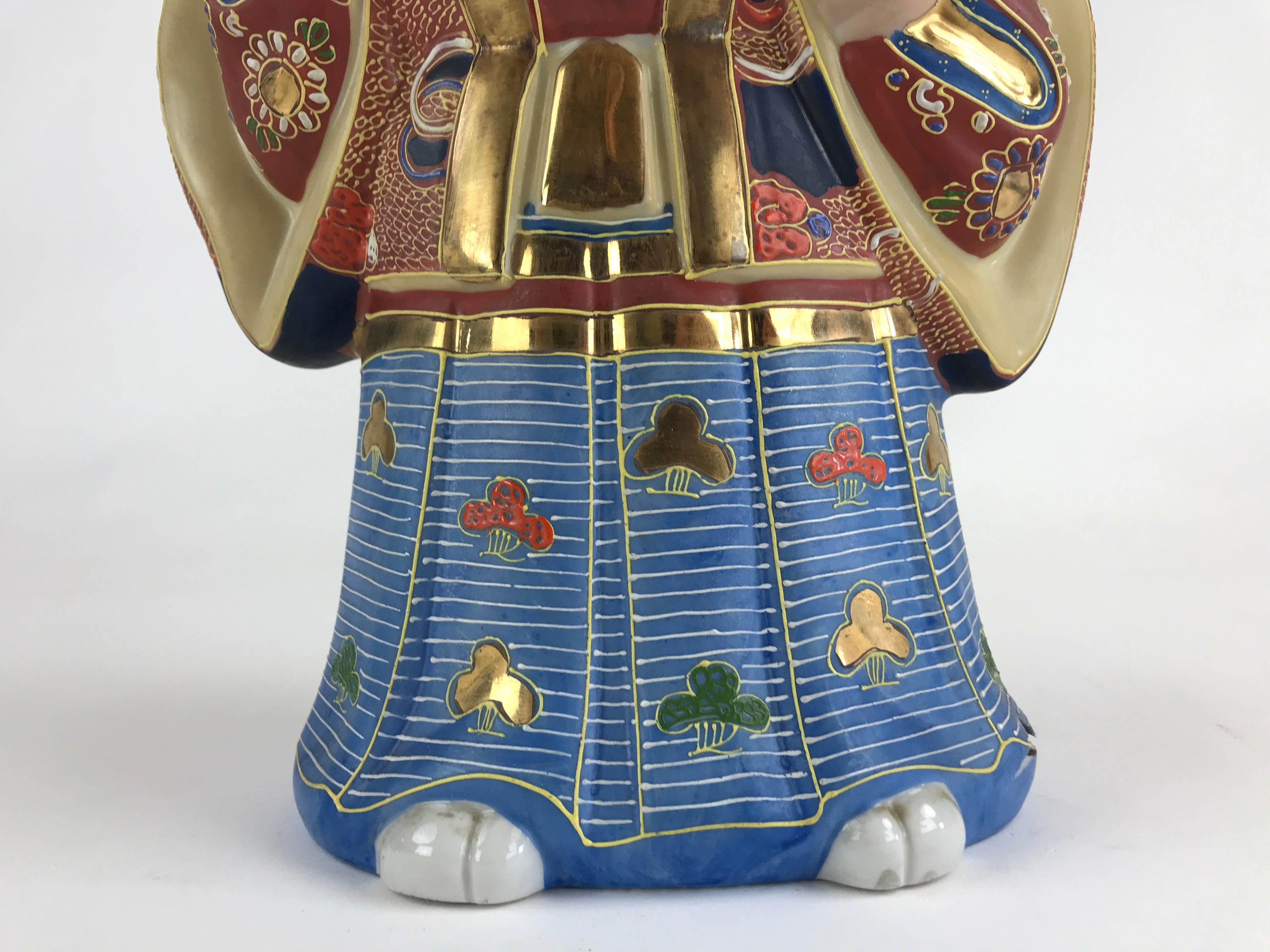Japanese Ceramic Kutani Ware Takasago Doll Statue Old Man Lucky Charm BD888