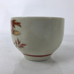 Japanese Ceramic Kutani Ware Teacup Vtg Pottery Yunomi Crackle Bamboo Red TC545