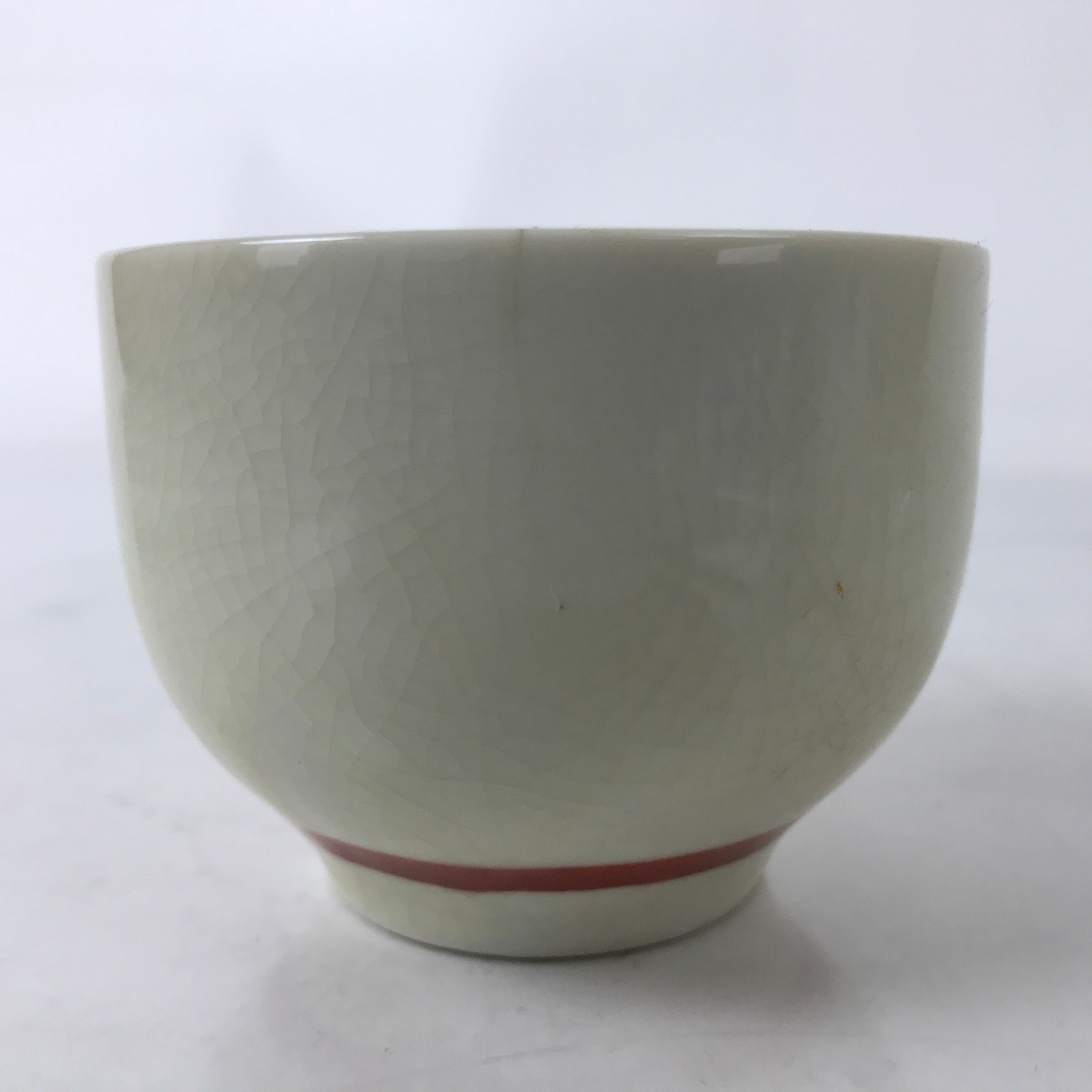 Japanese Ceramic Kutani Ware Teacup Vtg Pottery Yunomi Crackle Bamboo Red TC546