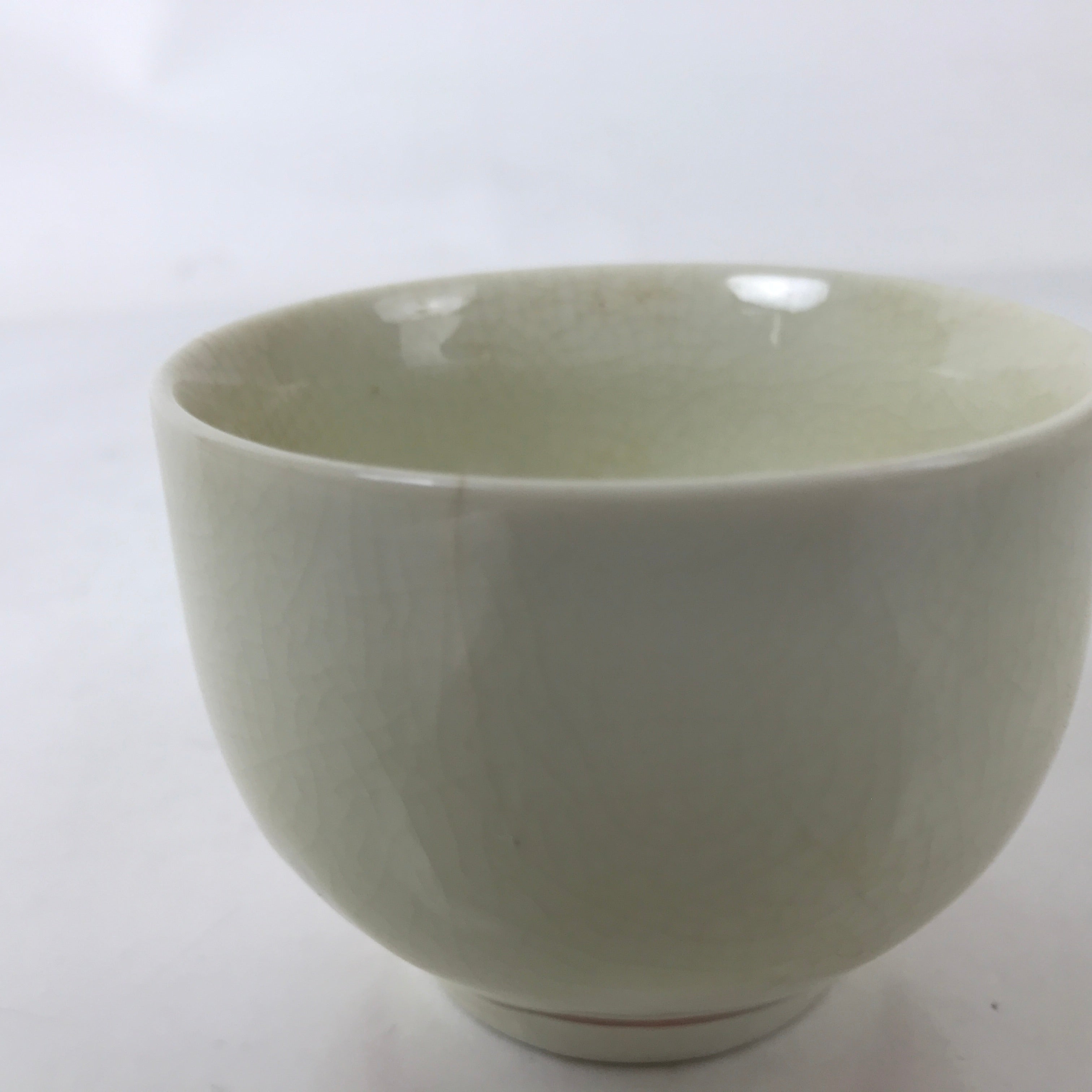 Japanese Ceramic Kutani Ware Teacup Vtg Pottery Yunomi Crackle Bamboo Red TC546