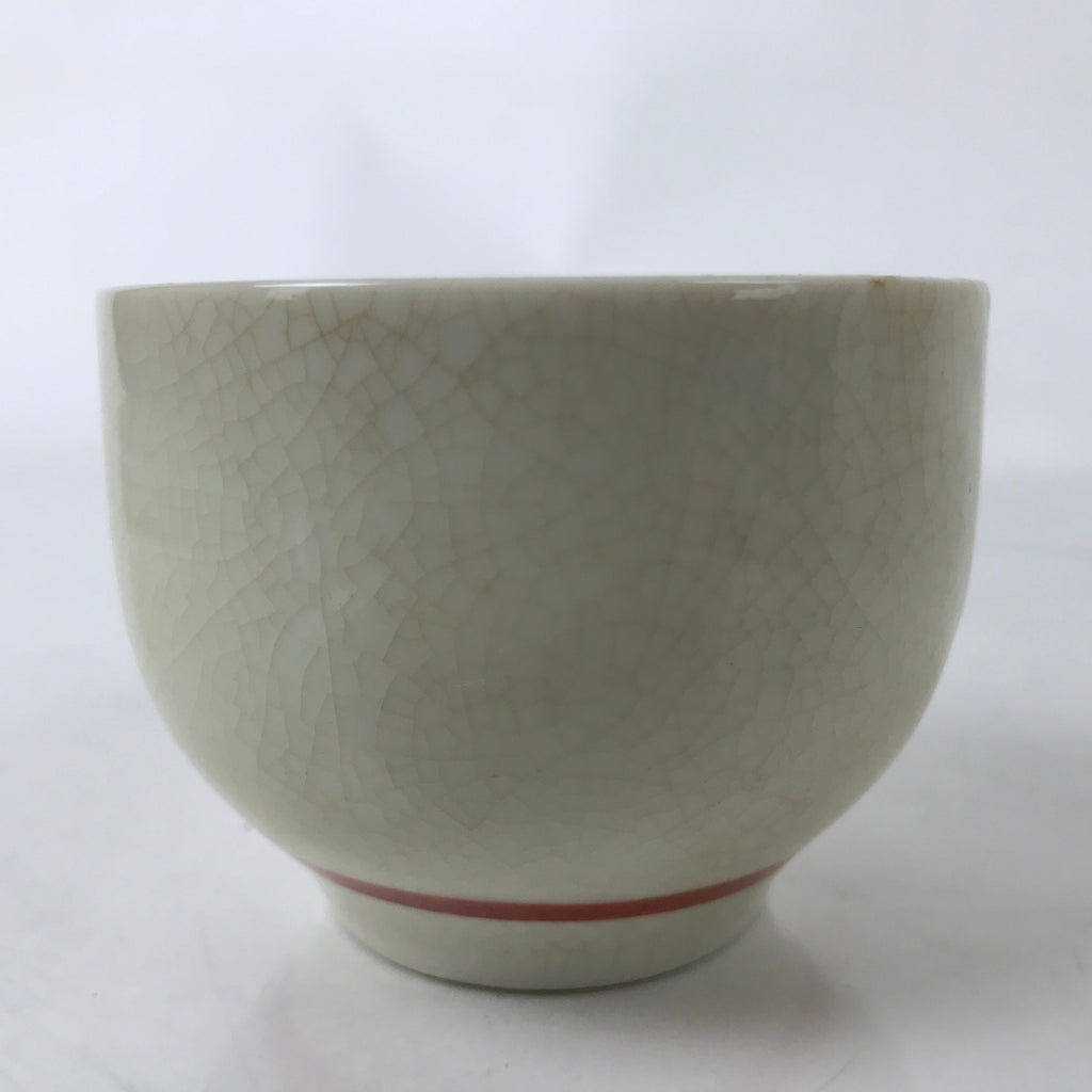 Japanese Ceramic Kutani Ware Teacup Vtg Pottery Yunomi Crackle Bamboo Red TC548