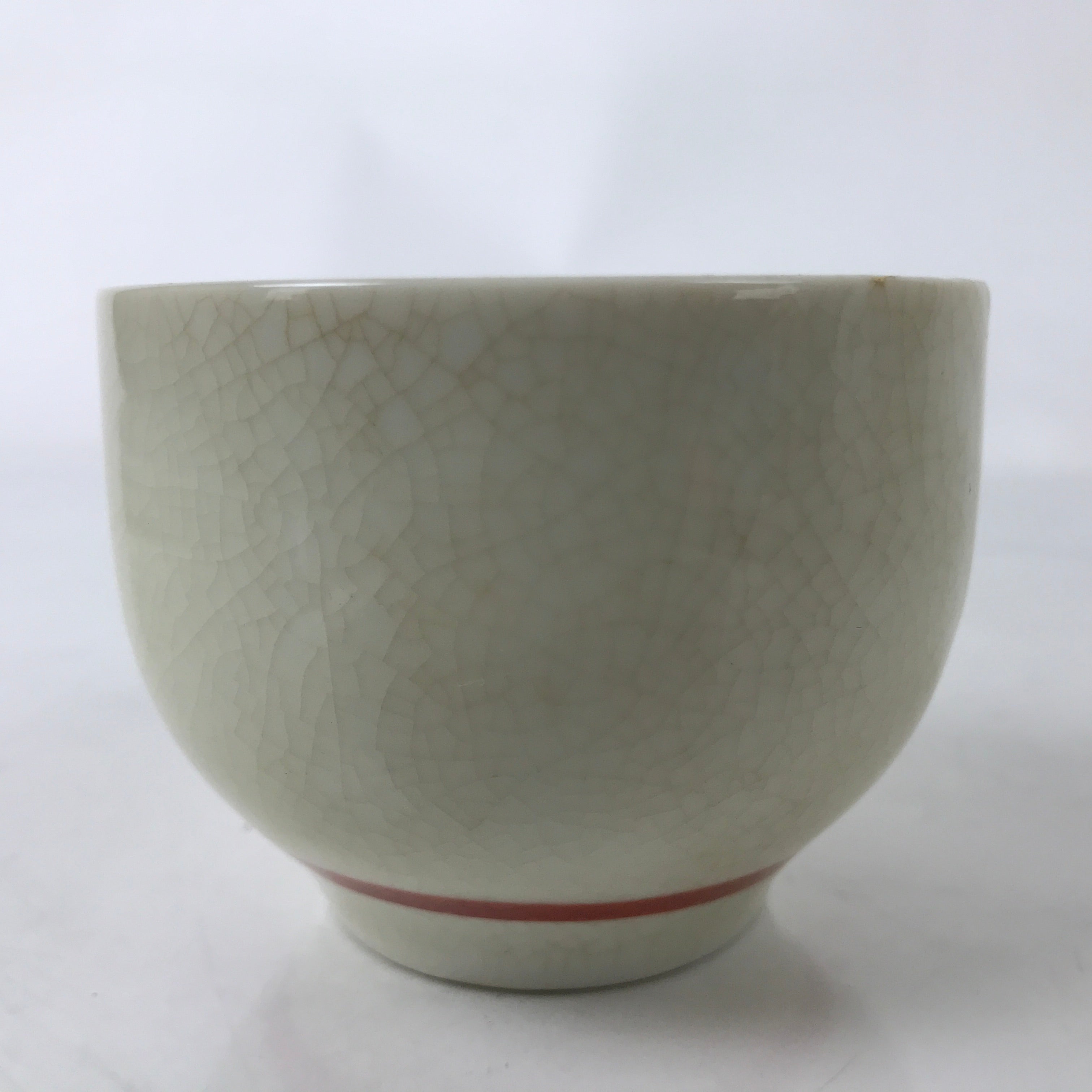 Japanese Ceramic Kutani Ware Teacup Vtg Pottery Yunomi Crackle Bamboo Red TC548