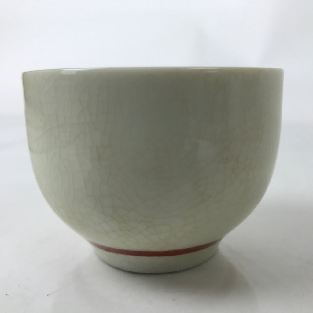 Japanese Ceramic Kutani Ware Teacup Vtg Pottery Yunomi Crackle Bamboo Red TC549