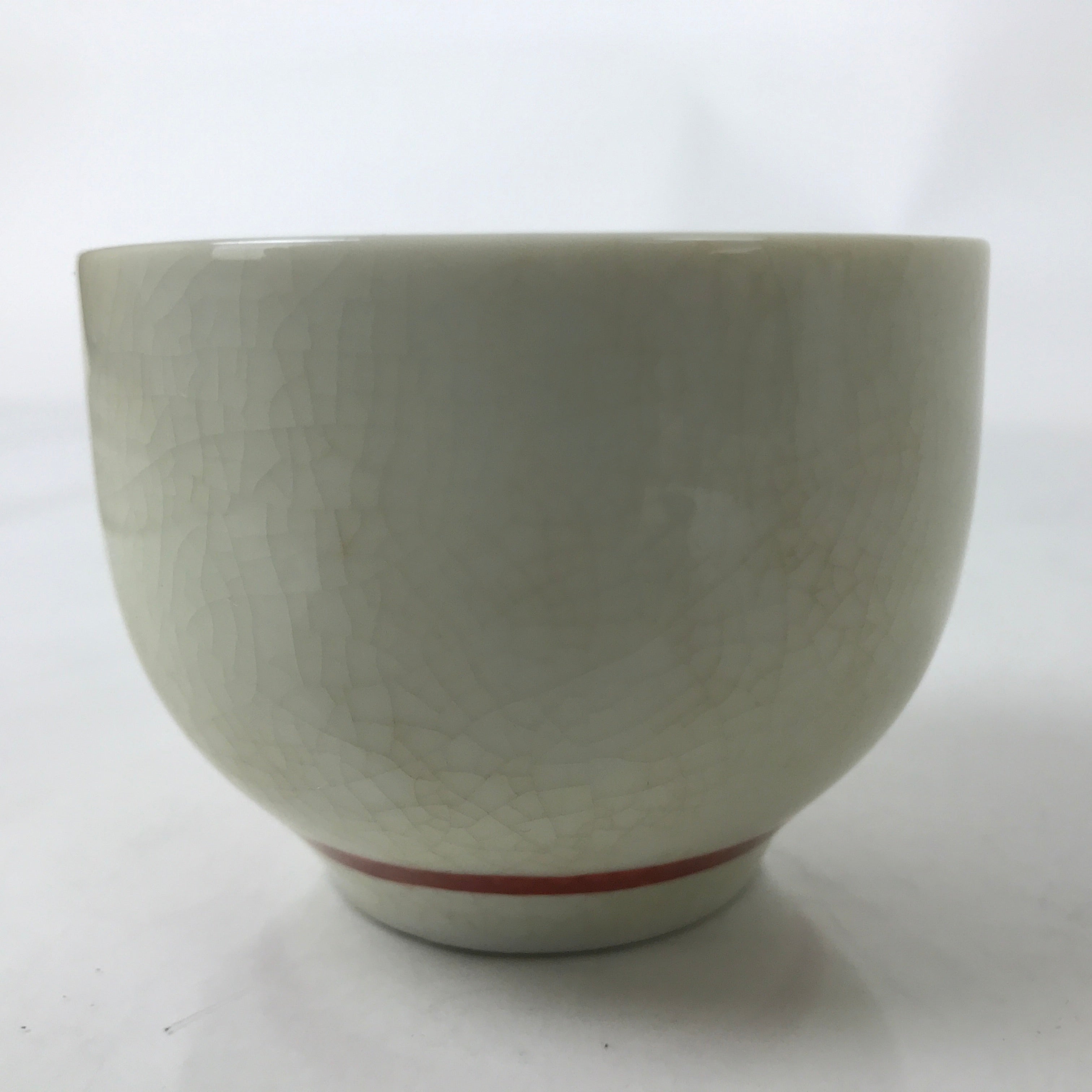 Japanese Ceramic Kutani Ware Teacup Vtg Pottery Yunomi Crackle Bamboo Red TC549