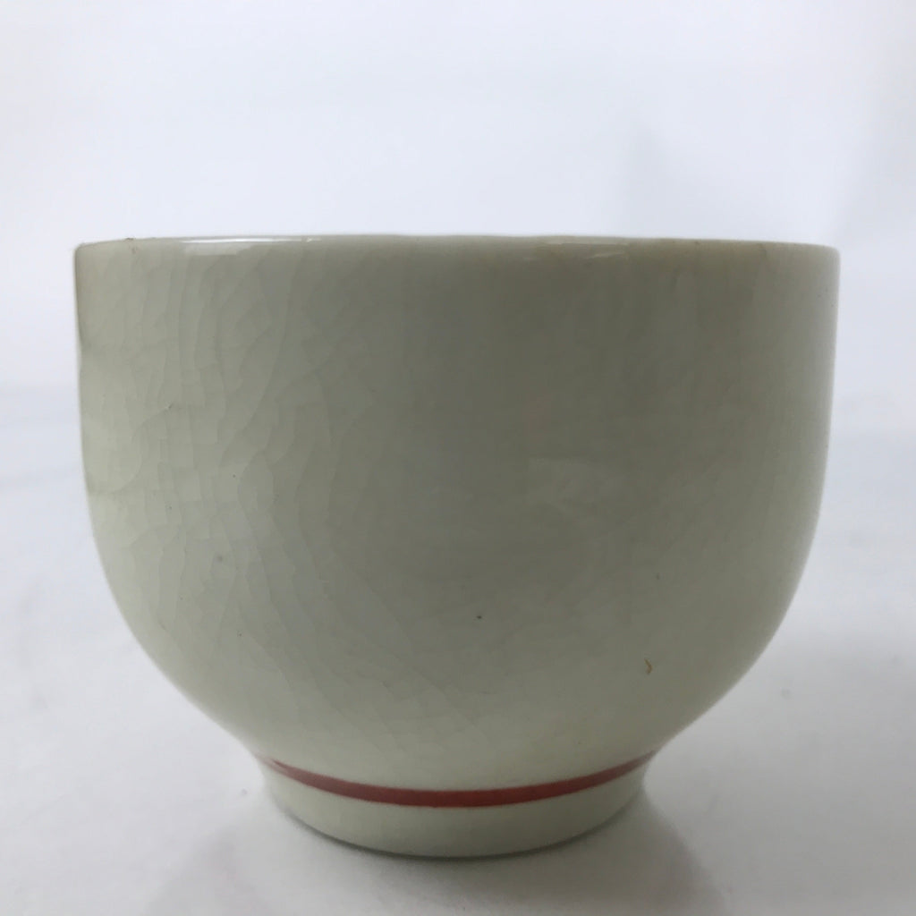 Japanese Ceramic Kutani Ware Teacup Vtg Pottery Yunomi Crackle Bamboo Red TC550
