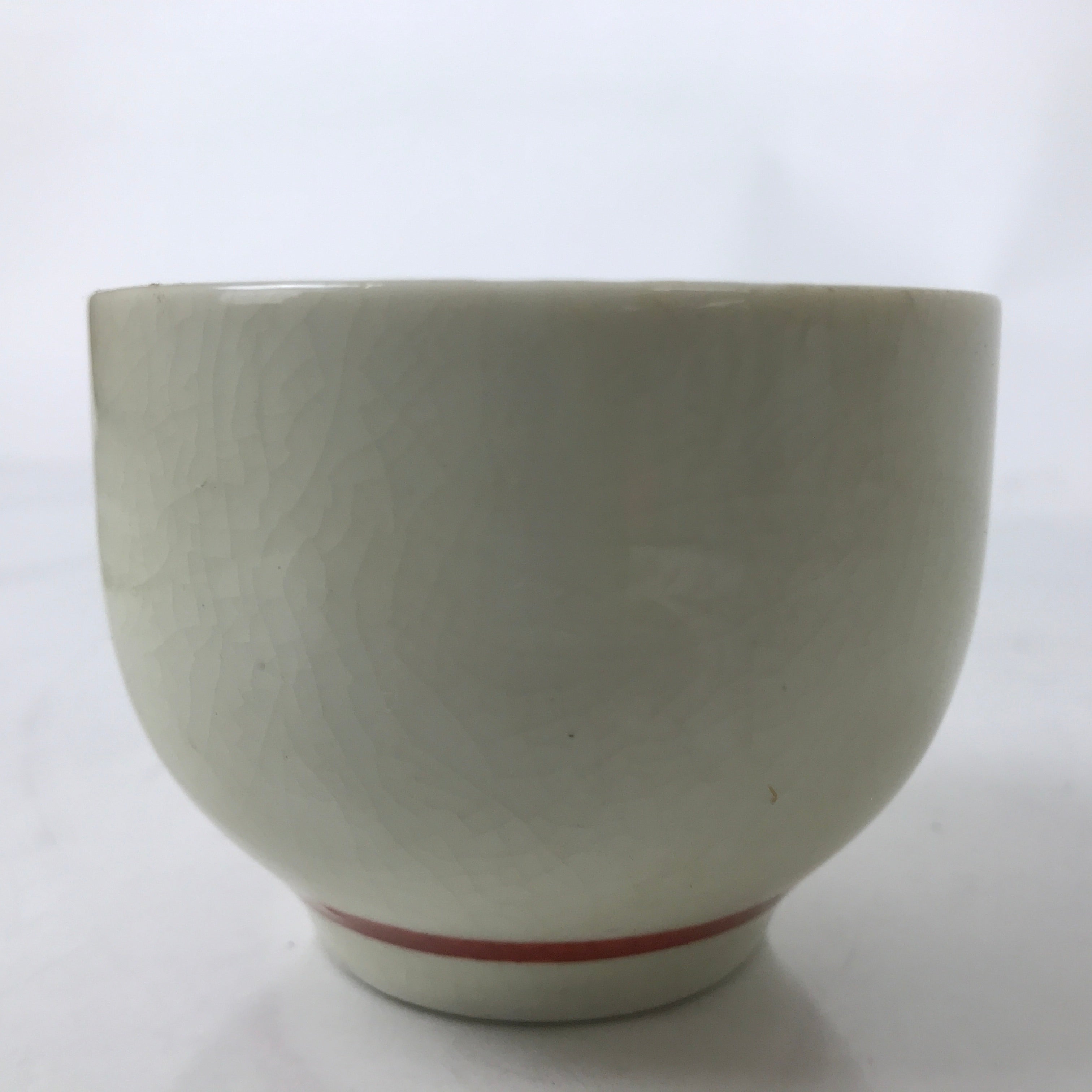 Japanese Ceramic Kutani Ware Teacup Vtg Pottery Yunomi Crackle Bamboo Red TC550