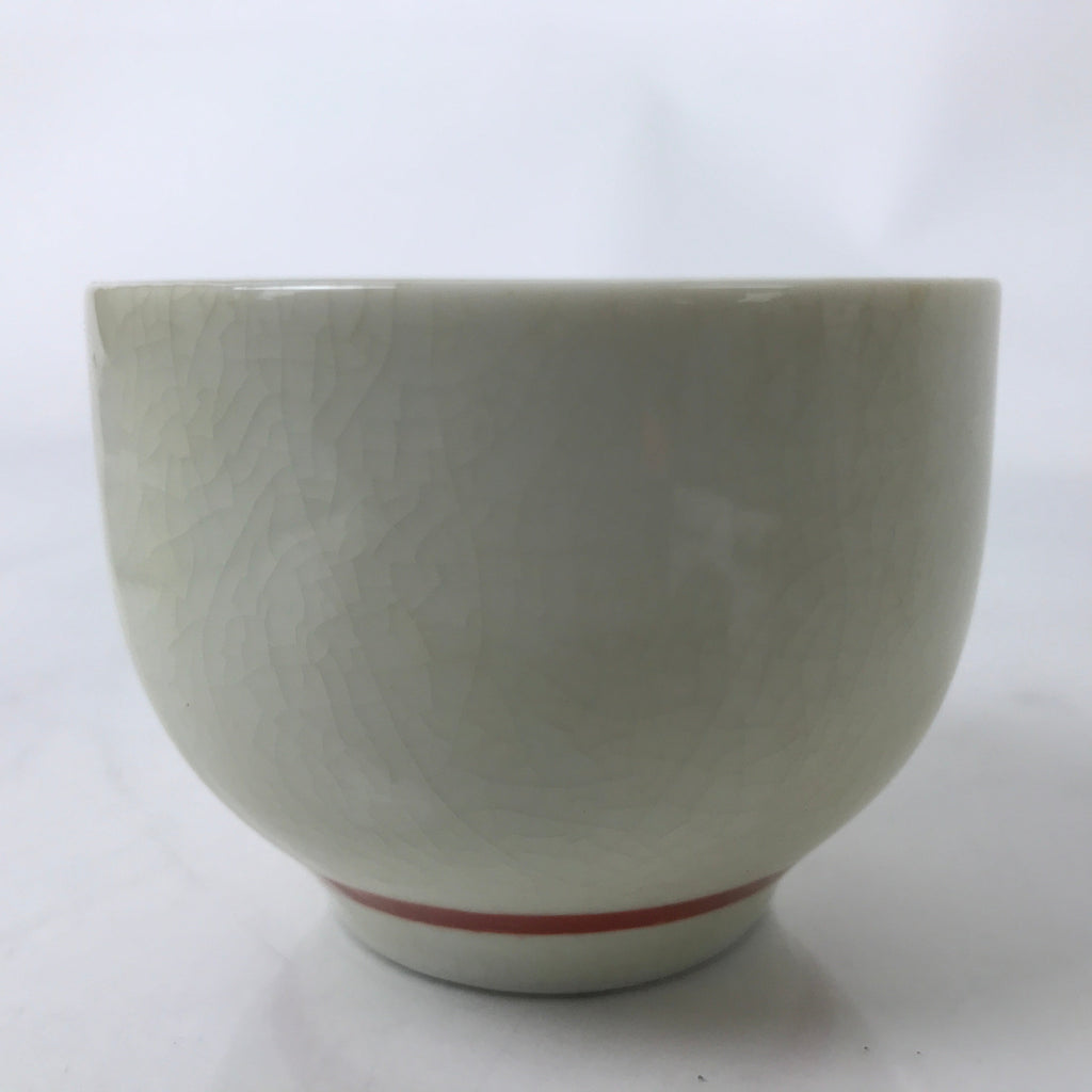 Japanese Ceramic Kutani Ware Teacup Vtg Pottery Yunomi Crackle Bamboo Red TC552