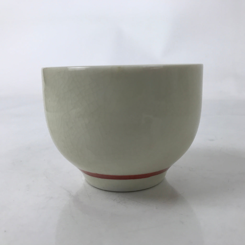 Japanese Ceramic Kutani Ware Teacup Vtg Pottery Yunomi Crackle Bamboo Red TC554