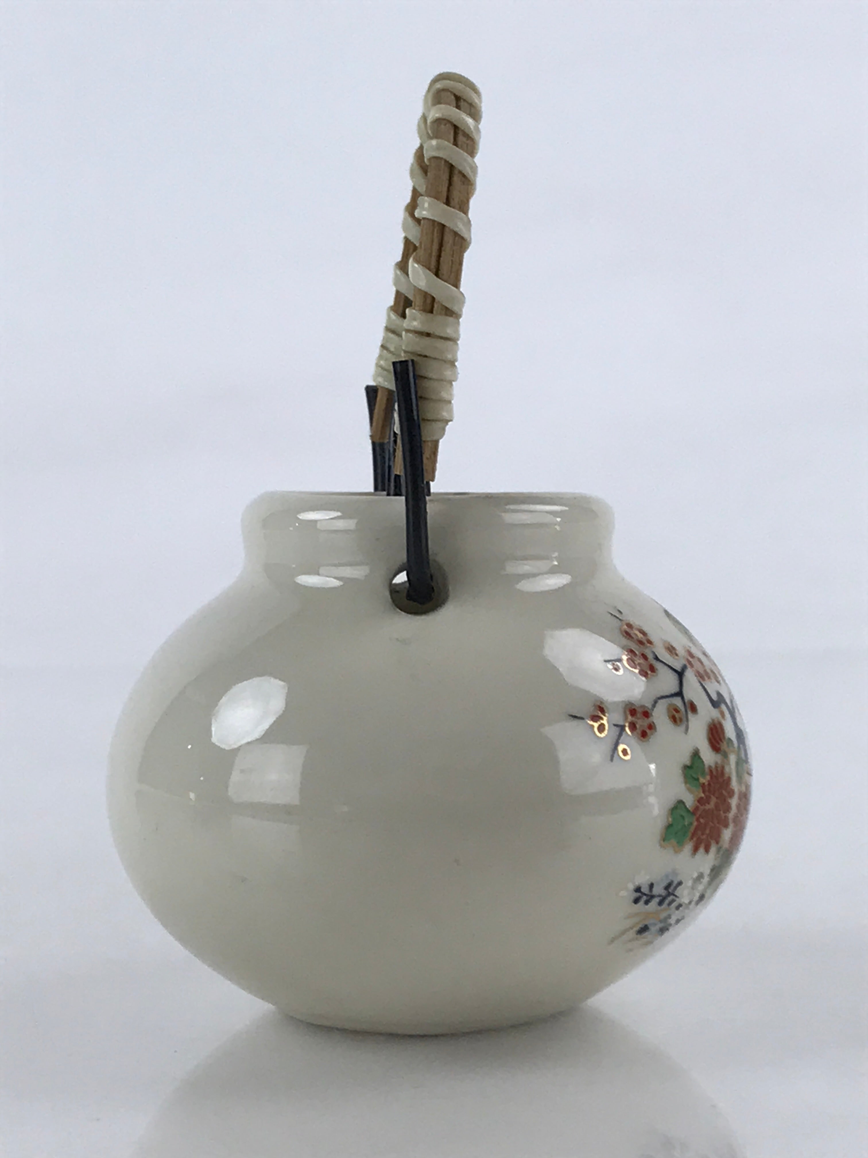 Japanese Ceramic Kutani Ware Toothpick holder Pottery Yakimono Rickshaw PY446