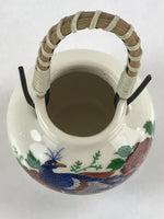 Japanese Ceramic Kutani Ware Toothpick holder Vtg Pottery Yakimono Peacock PY445