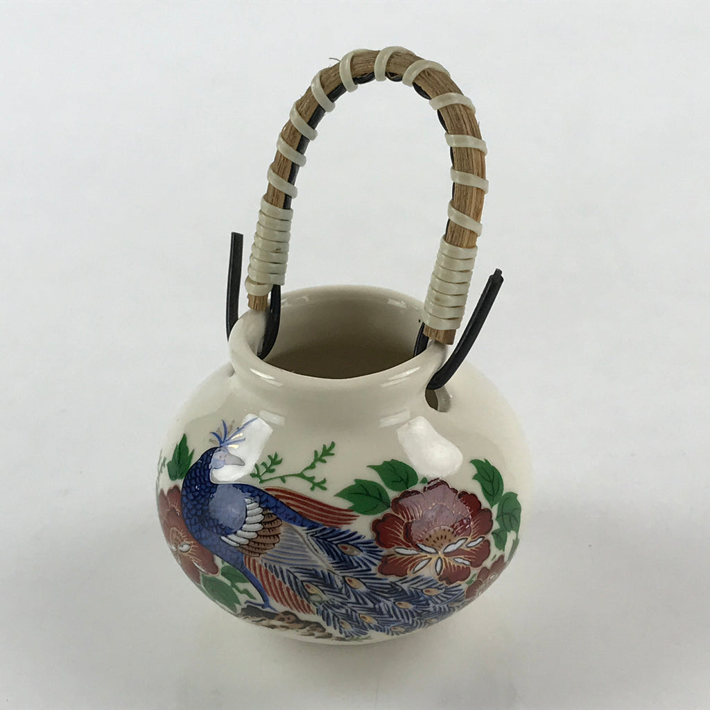 Japanese Ceramic Kutani Ware Toothpick holder Vtg Pottery Yakimono Peacock PY445