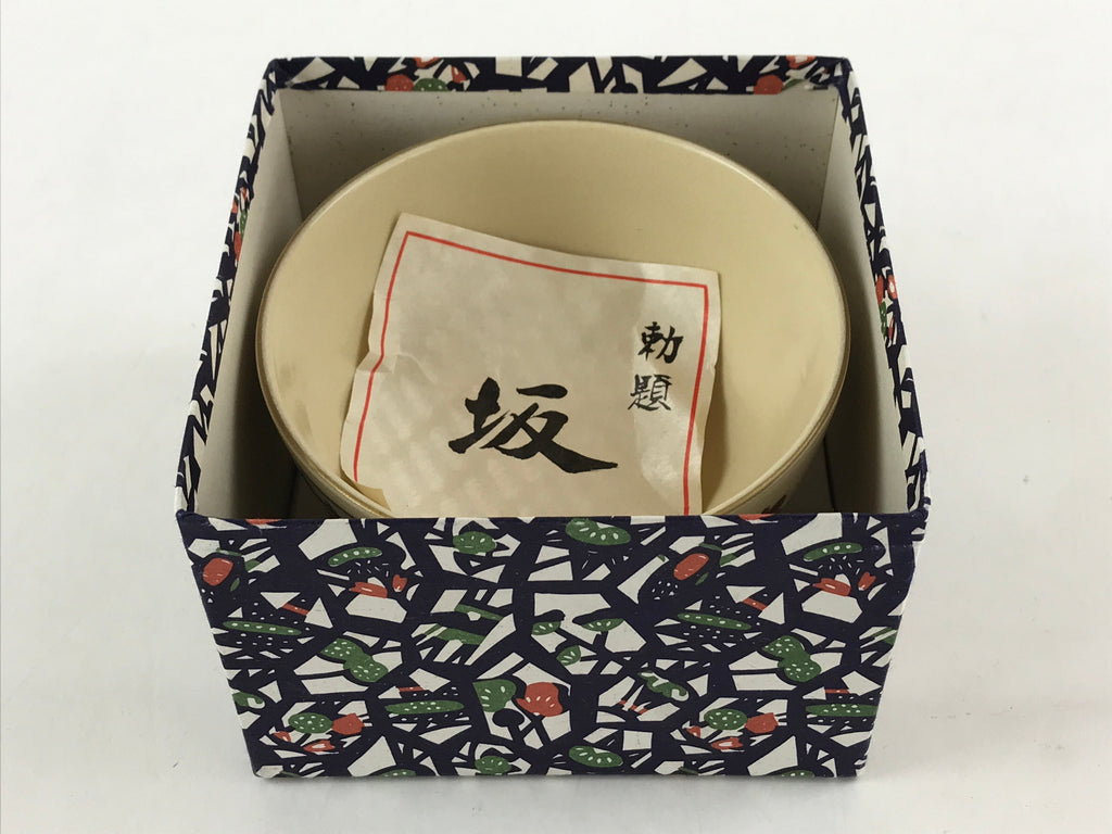 Japanese Ceramic Kyo Ware Green Tea Bowl Vtg Slope Matcha Chawan Sado PX683