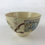 Japanese Ceramic Kyo Ware Green Tea Bowl Vtg Slope Matcha Chawan Sado PX683