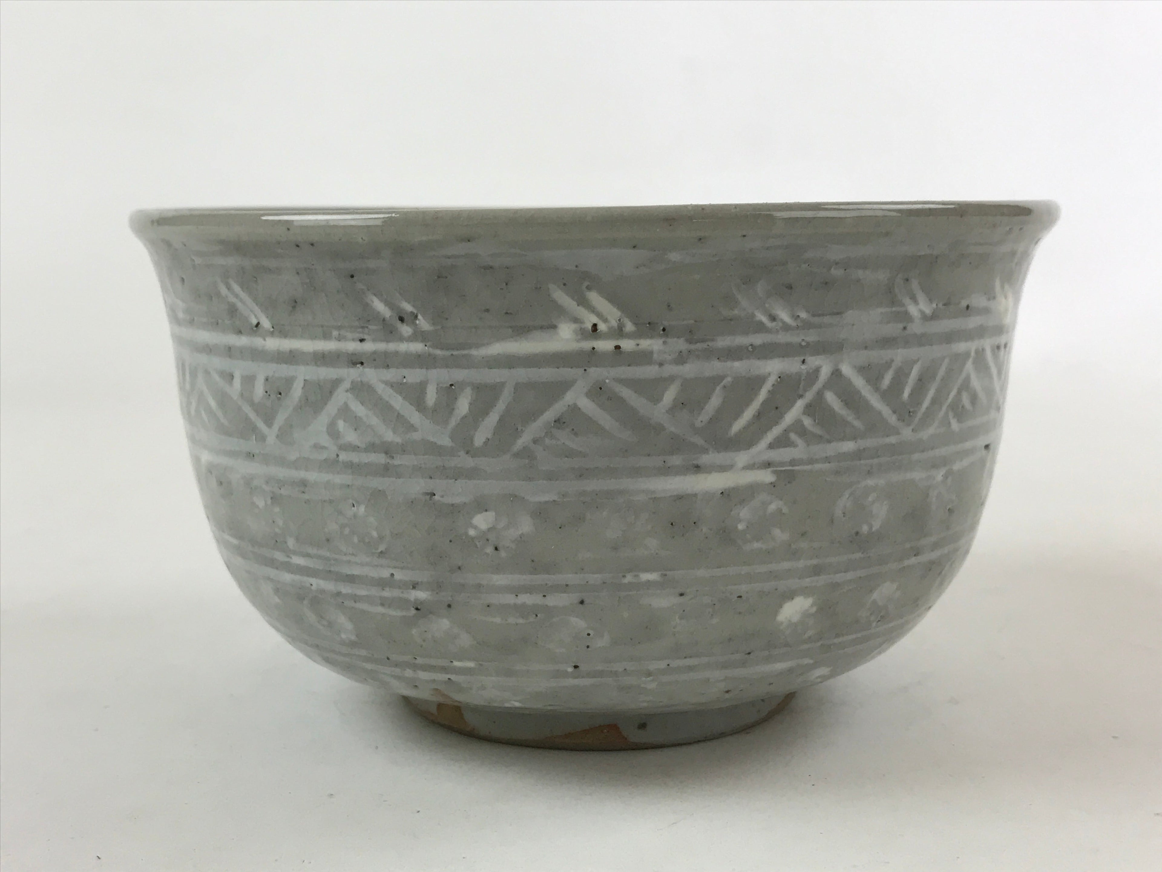 Japanese Ceramic Kyoto Ware Donburi Bowl Vtg Soba Udon Noodle Soup Gray PY549