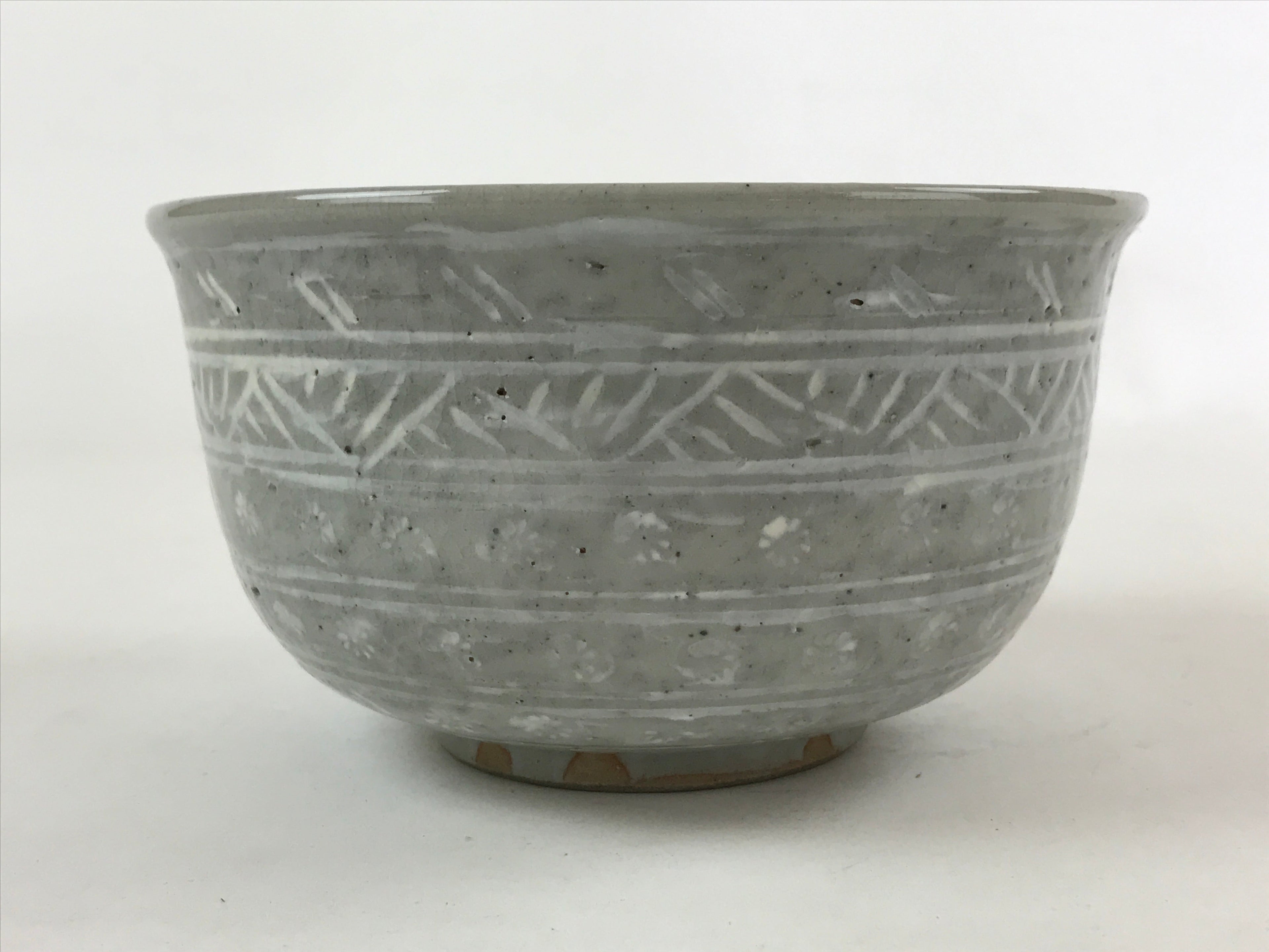 Japanese Ceramic Kyoto Ware Donburi Bowl Vtg Soba Udon Noodle Soup Gray PY549