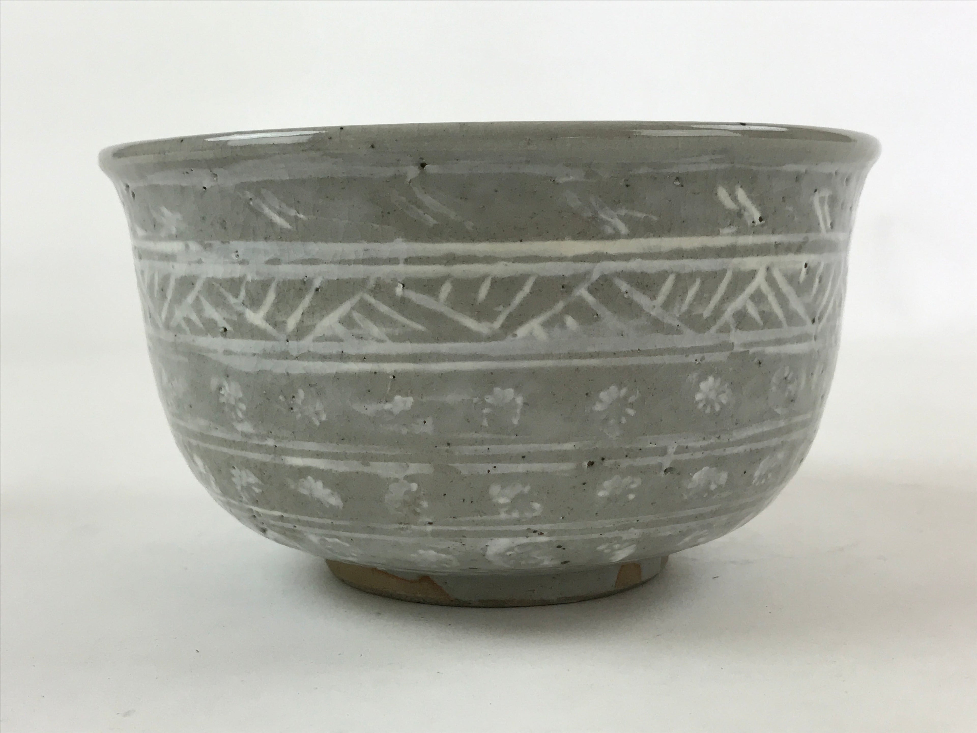 Japanese Ceramic Kyoto Ware Donburi Bowl Vtg Soba Udon Noodle Soup Gray PY549