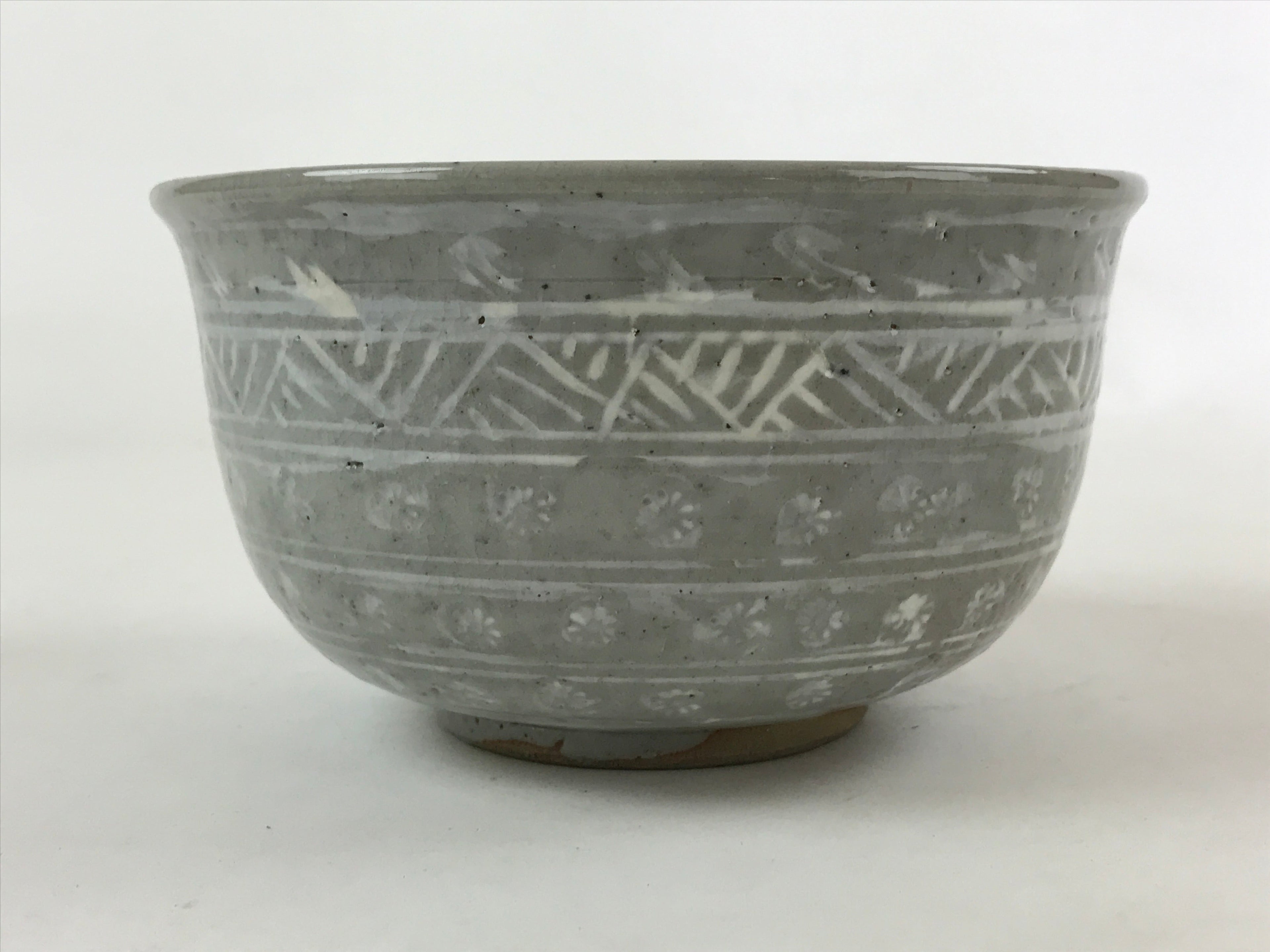 Japanese Ceramic Kyoto Ware Donburi Bowl Vtg Soba Udon Noodle Soup Gray PY549