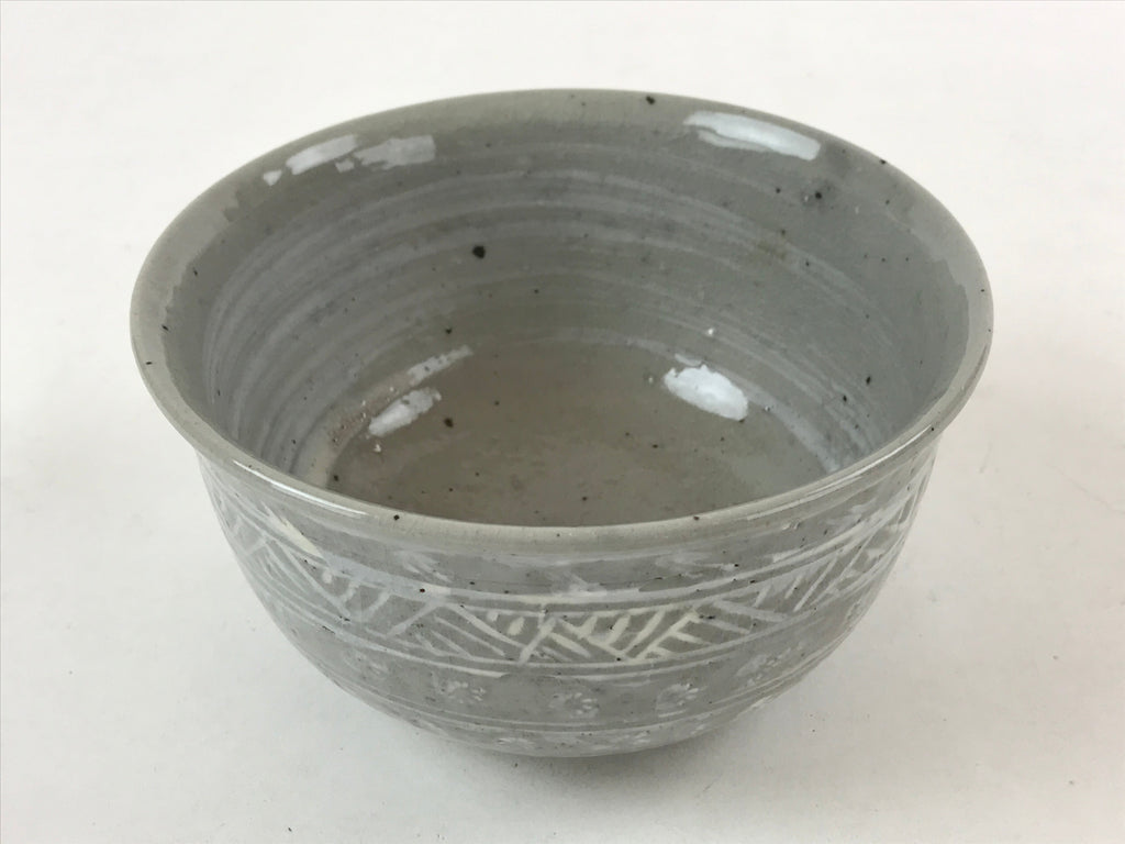 Japanese Ceramic Kyoto Ware Donburi Bowl Vtg Soba Udon Noodle Soup Gray PY549