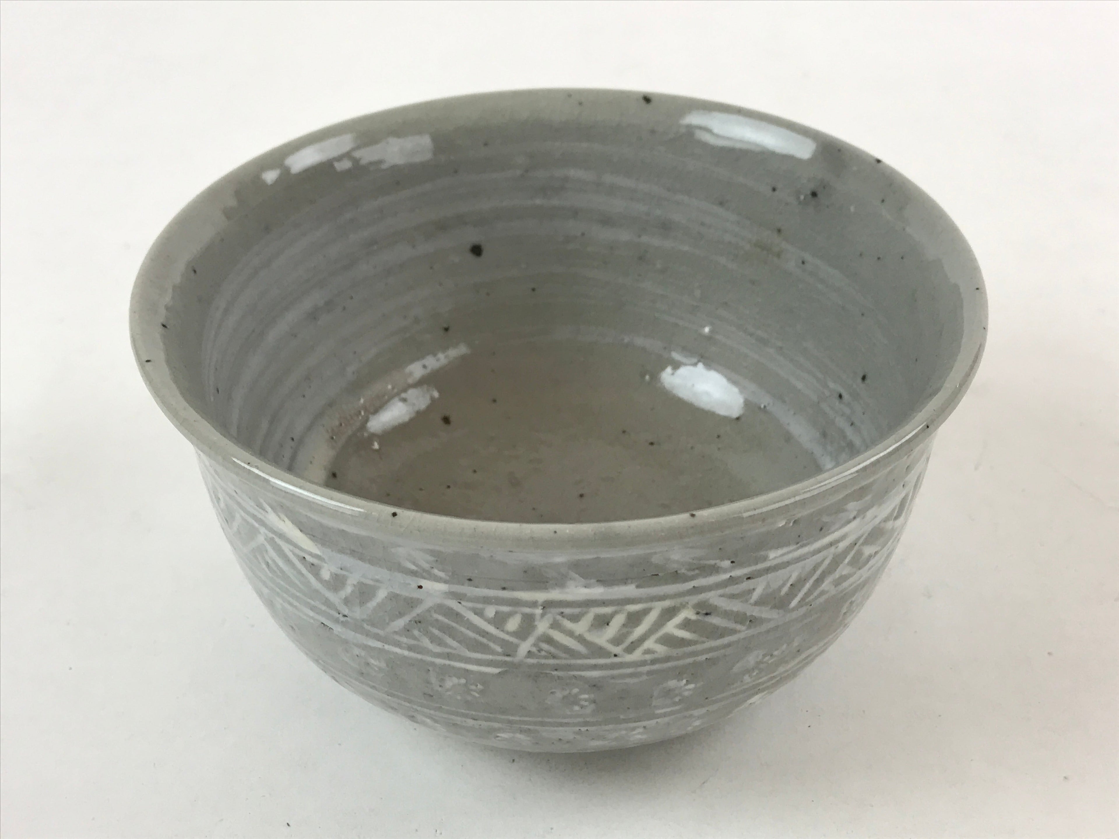 Japanese Ceramic Kyoto Ware Donburi Bowl Vtg Soba Udon Noodle Soup Gray PY549