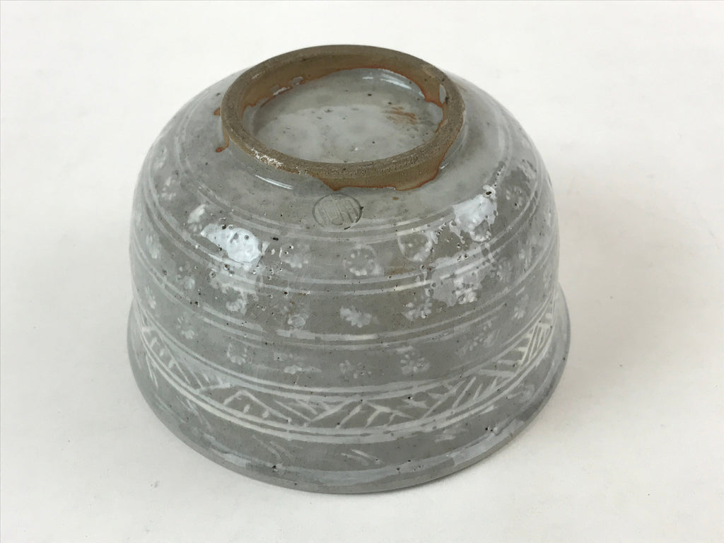 Japanese Ceramic Kyoto Ware Donburi Bowl Vtg Soba Udon Noodle Soup Gray PY549