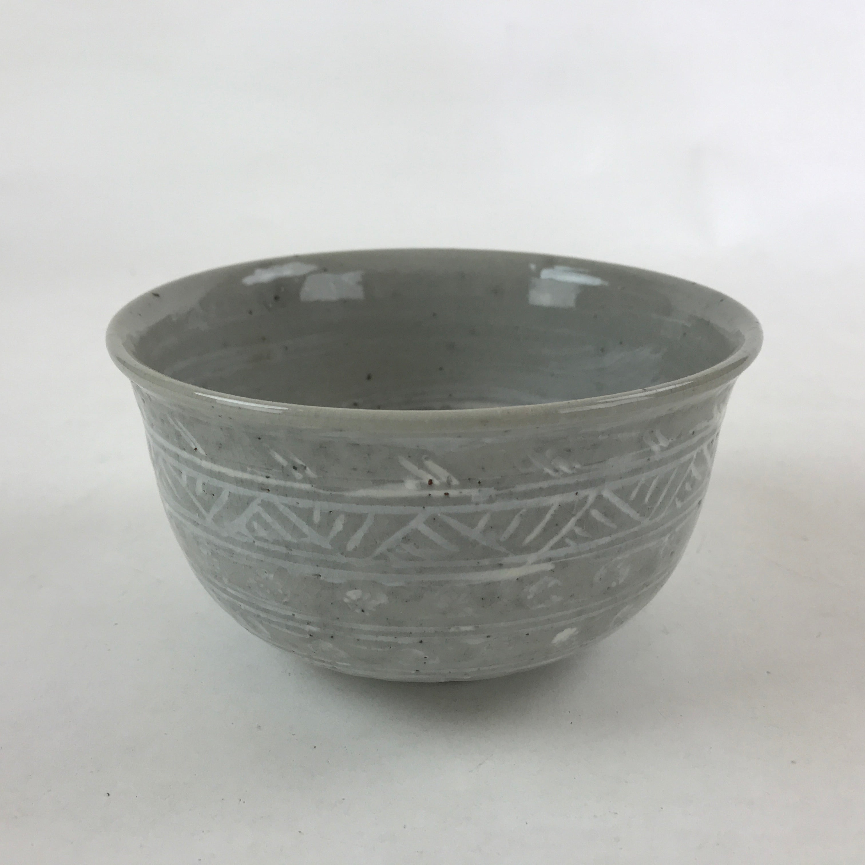 Japanese Ceramic Kyoto Ware Donburi Bowl Vtg Soba Udon Noodle Soup Gray PY549
