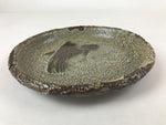 Japanese Ceramic Large Plate Vtg Brown White Crackle Glaze PY587