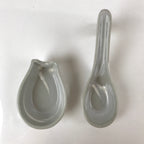 Japanese Ceramic Large Spoon W/ Stand Vtg Nabe Ramen Noodle Soup Gray PY875