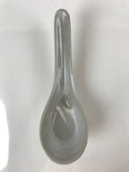 Japanese Ceramic Large Spoon W/ Stand Vtg Nabe Ramen Noodle Soup Gray PY875