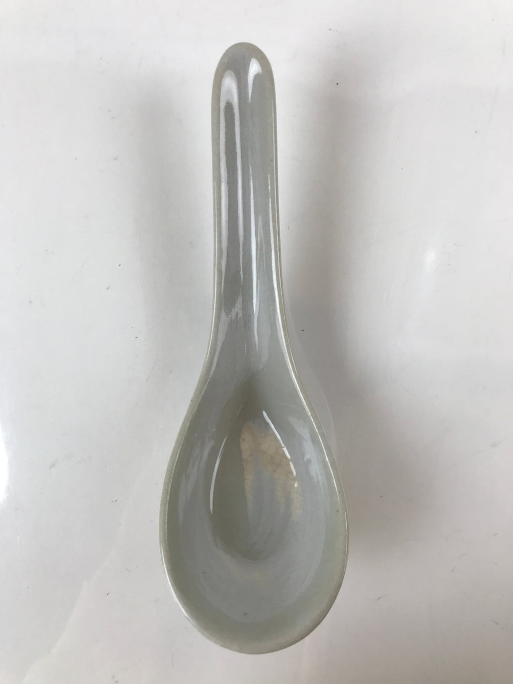 Japanese Ceramic Large Spoon W/ Stand Vtg Nabe Ramen Noodle Soup Gray PY876