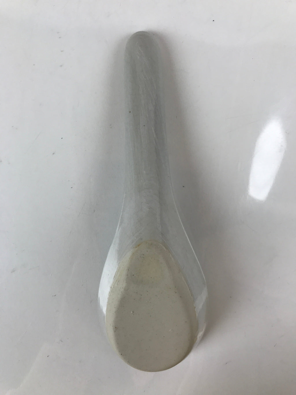 Japanese Ceramic Large Spoon W/ Stand Vtg Nabe Ramen Noodle Soup Gray PY876