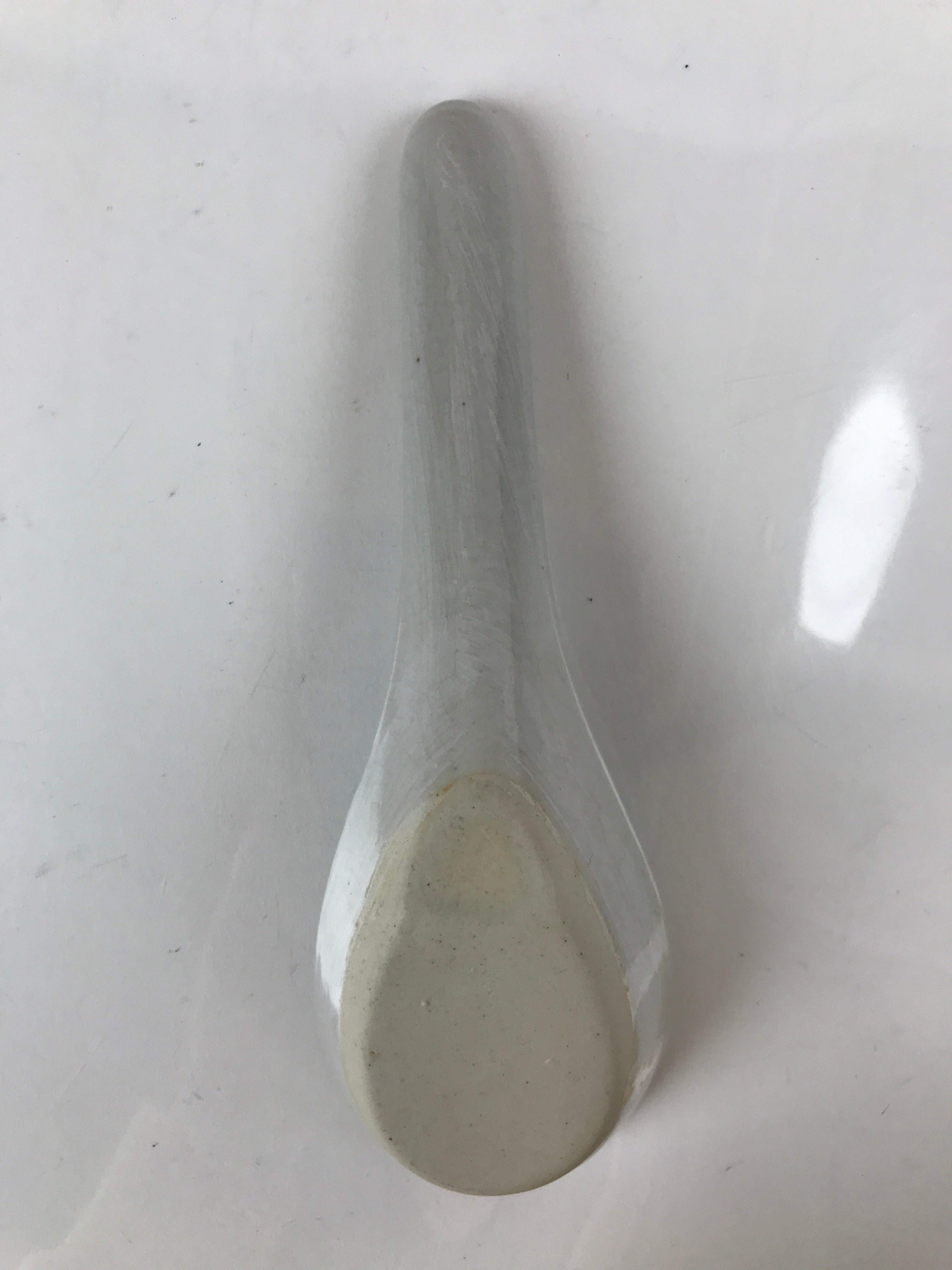 Japanese Ceramic Large Spoon W/ Stand Vtg Nabe Ramen Noodle Soup Gray PY876