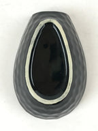 Japanese Ceramic Large Spoon W/ Stand Vtg Ramen Noodle Soup White Black PY558
