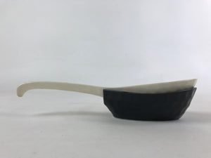 Japanese Ceramic Large Spoon W/ Stand Vtg Ramen Noodle Soup White Black PY558