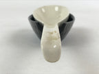 Japanese Ceramic Large Spoon W/ Stand Vtg Ramen Noodle Soup White Black PY558