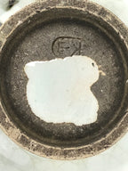 Japanese Ceramic Lidded Bowl Mushiwan Cup Pottery Gray White Plum Blossoms Y471