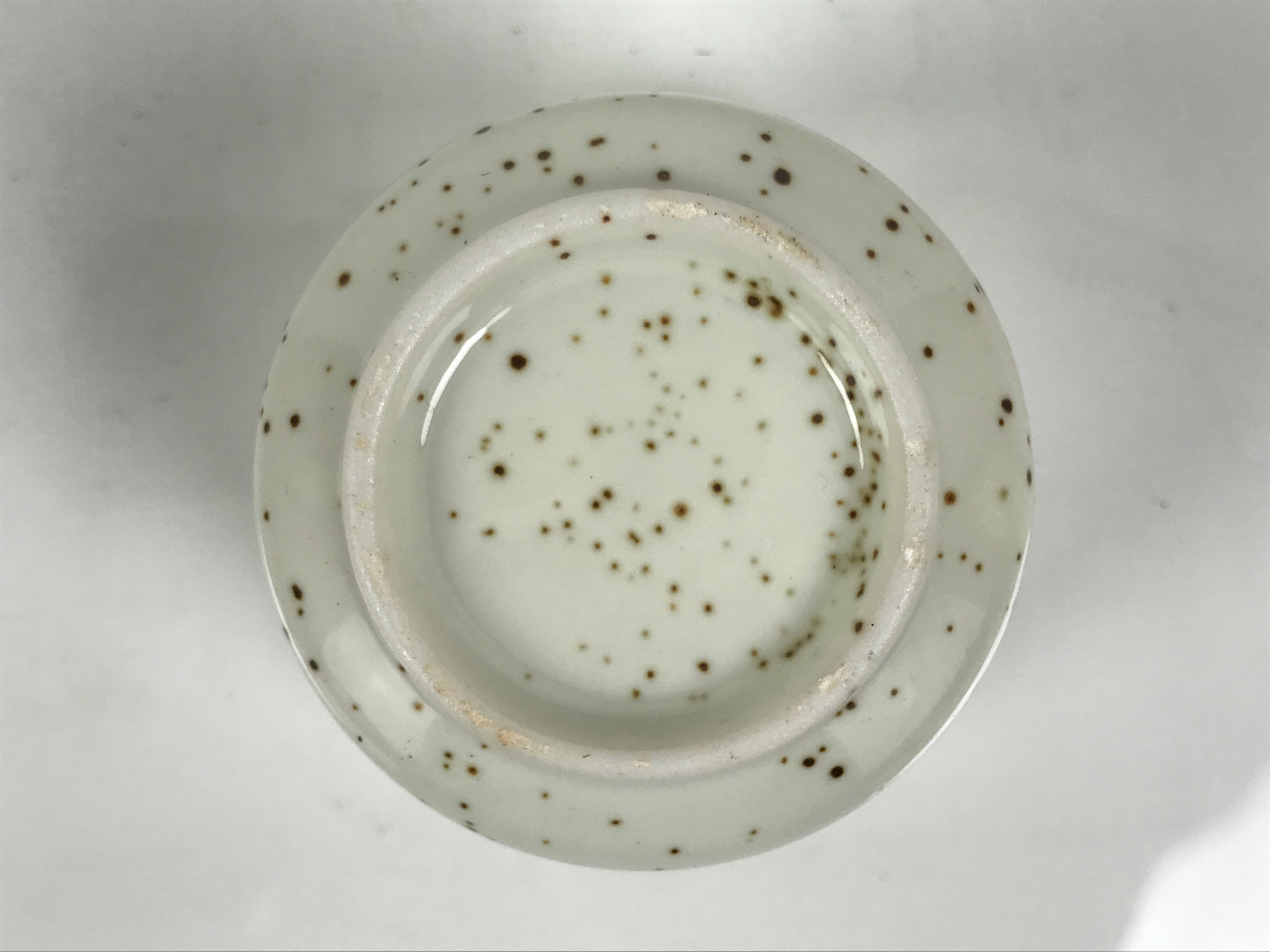 Japanese Ceramic Lidded Bowl Mushiwan Cup Pottery White Blue Bamboo Leaves Y549