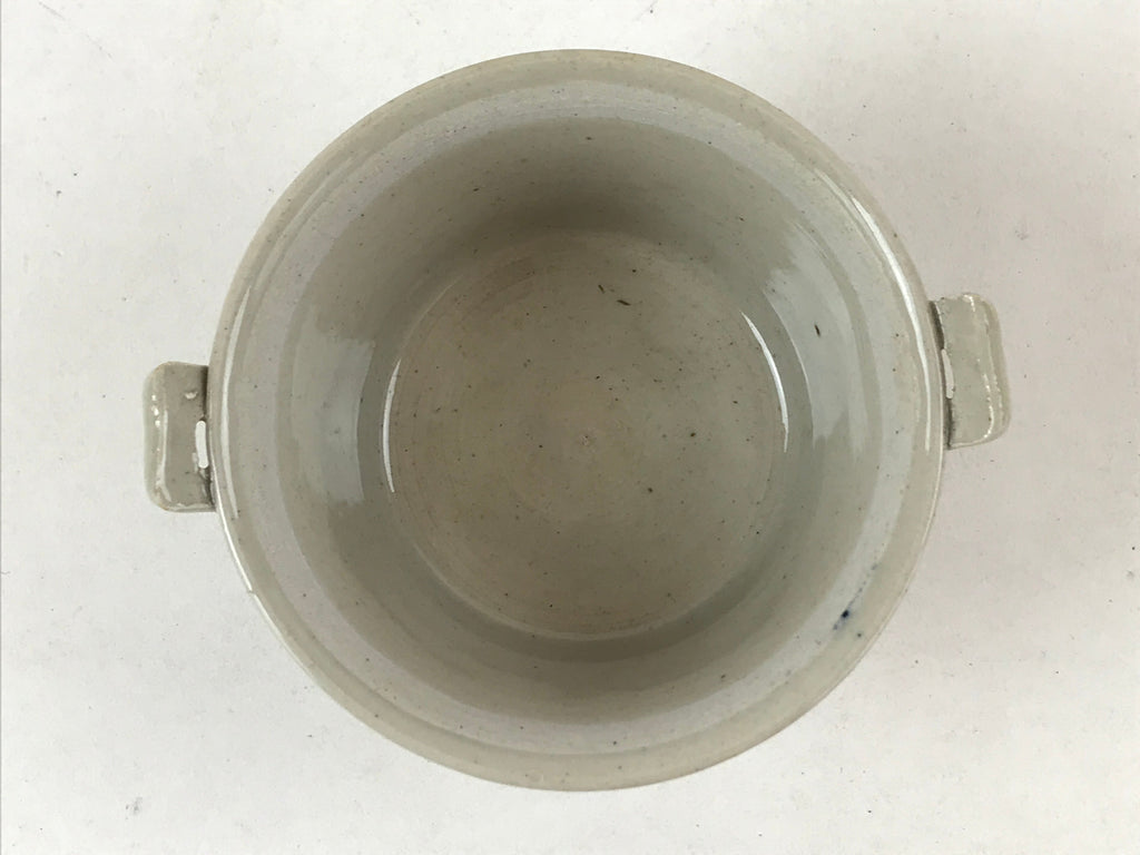 Japanese Ceramic Lidded Bowl Vtg Small Chawanmushi Cup Tsuru Crane Brown PY509